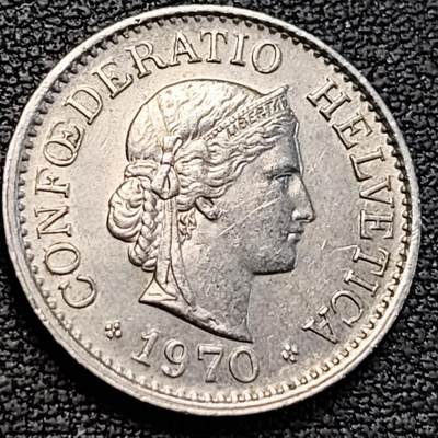 泉币菌-第189场- 情人节快乐 精品福利场 拍品较多 请提前出价（年后发货） - 1970年 瑞士10生丁10分女神 19mm