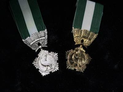 欢庆春节！戎马世界章牌大赏第111期春节大拍 - 法国金银级地方嘉奖一组，银制