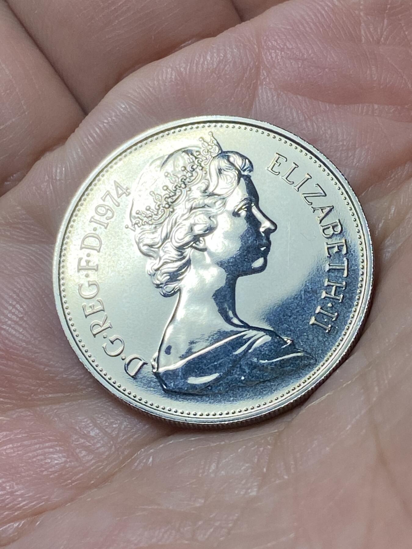 2026年第二十二场(总第一百九十一场）外国好品散币场(免佣金) Proof精制币–英国🇬🇧1974年10新便士(伊丽莎白二世中年花冠，十进制第一版，发行量100000枚)