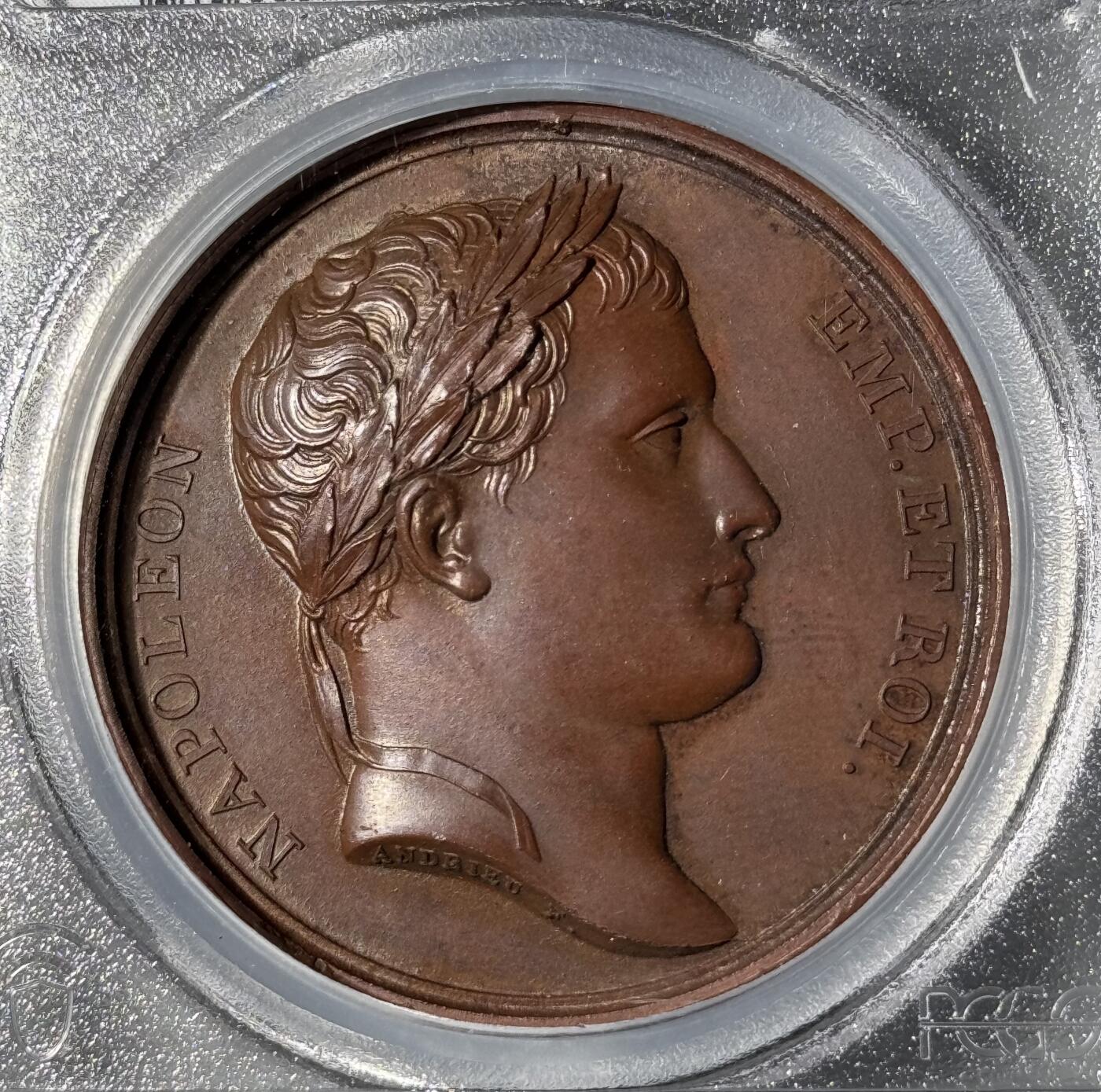 法国1809年拿破仑一世法兰西帝国兼并罗马原铸铜章  