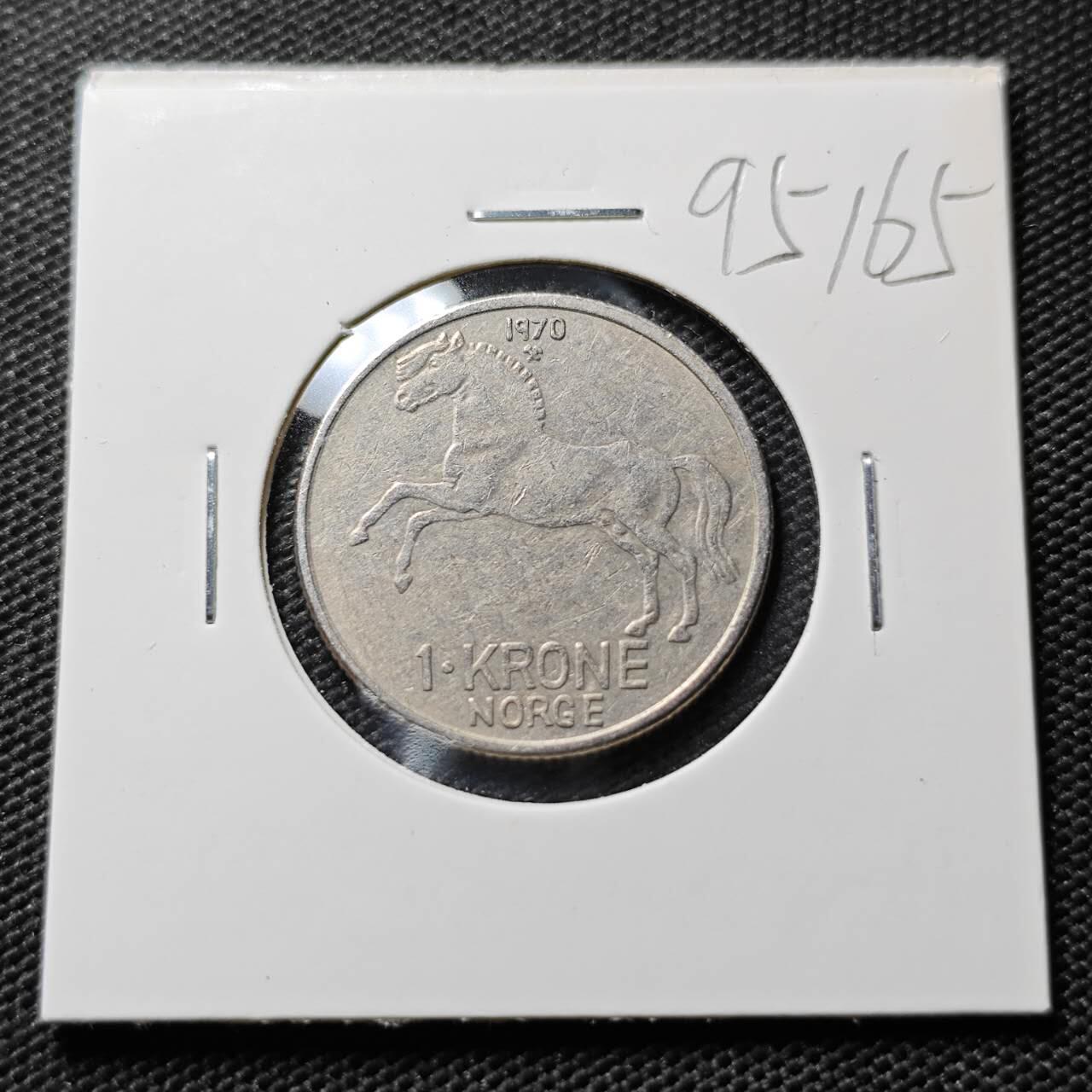 KK钱币收藏小铺  第395期  2月预留时间 周末发货 1970挪威1克朗