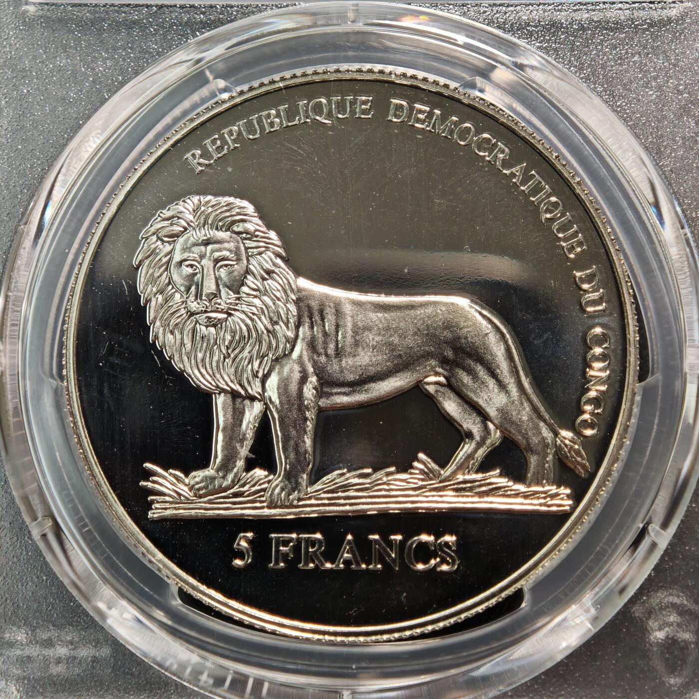 【德藏】世界币章拍卖第165期（拍品征集中~欢迎藏友联系） 2006年 刚果瑞士护卫队5法郎精制纪念镍币 PCGS PR67DCAM