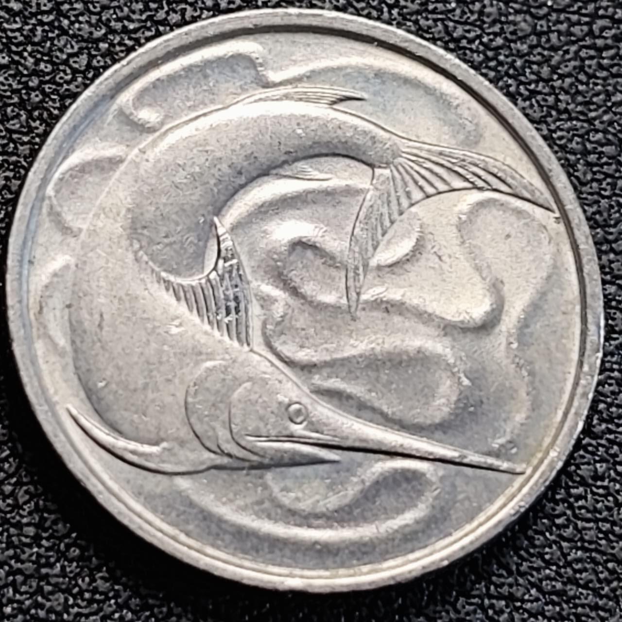 泉币菌-第186场- 小年快乐 精品福利场（本周五和之前的 2月14日发货） 高币值 1976年 新加坡20分 海洋动物-剑鱼 24mm 