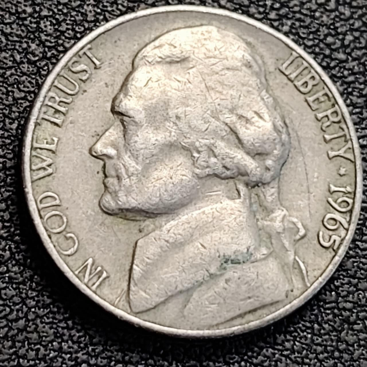 泉币菌-第186场- 小年快乐 精品福利场（本周五和之前的 2月14日发货） 美国1965年5美分纪念币 杰斐逊 及 故居蒙蒂塞洛庄园 21mm 