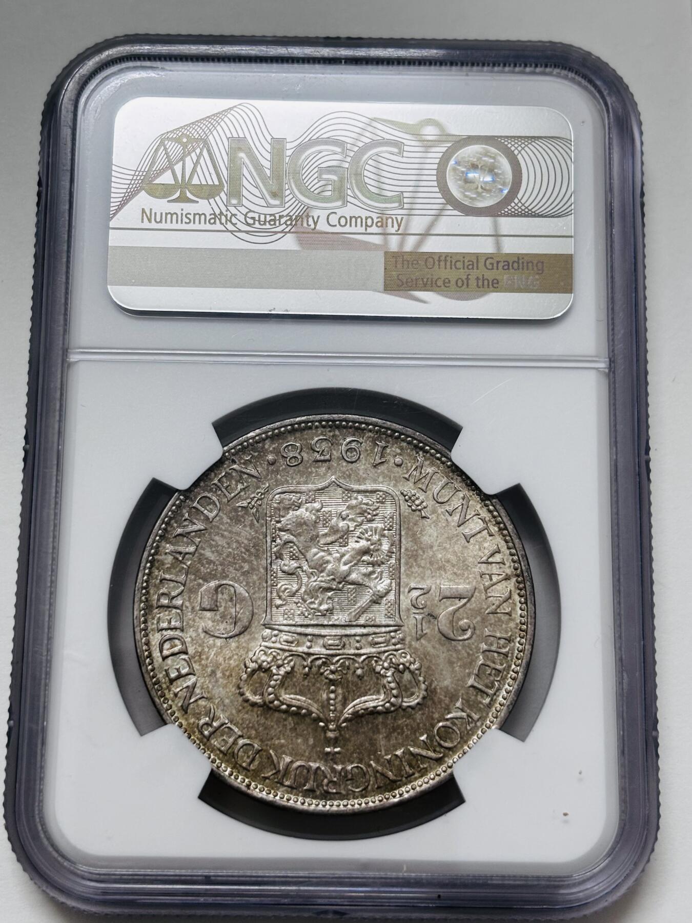 【金马踏春，泉马奔腾】2026 年新年贺岁场，（定于年初五接财神截拍）祝各位老板马到成功，马上有钱，愿岁岁平安喜乐顺遂 NGC AU58 分原光带彩 1938 年荷兰威廉明娜 2.5 盾大银币，25 克 720 银