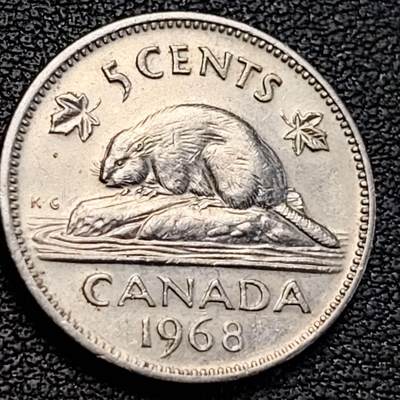 泉币菌-第189场- 情人节快乐 精品福利场 拍品较多 请提前出价（年后发货） - 加拿大1968年 5分镍币 伊丽莎白二世女王 21mm