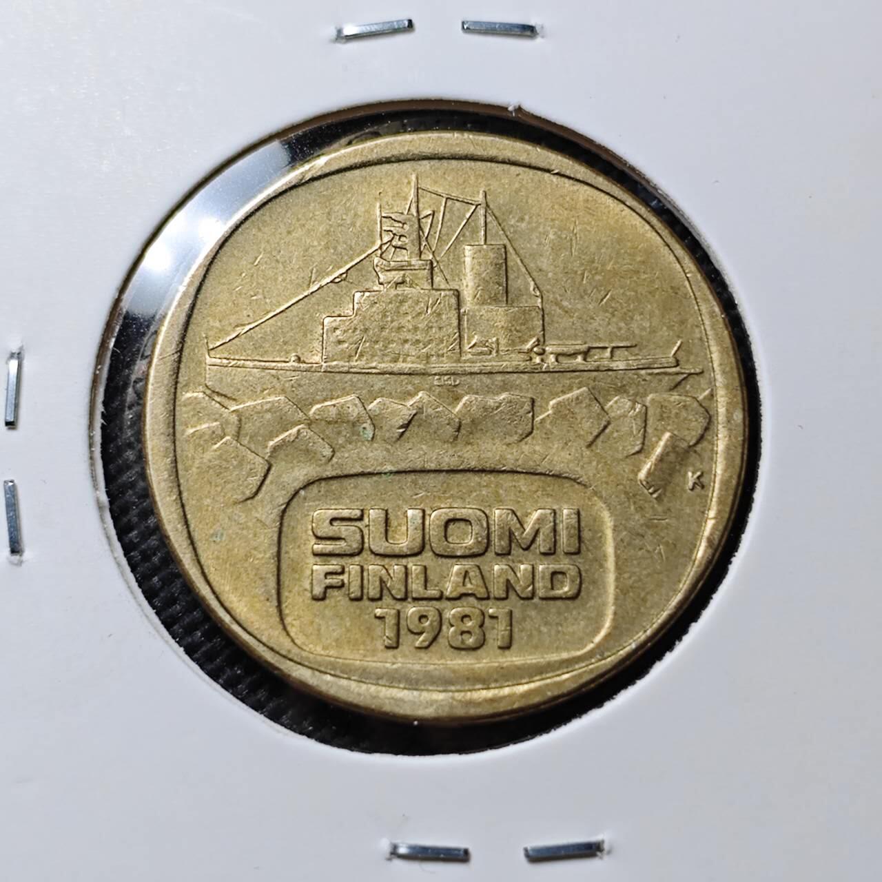 KK钱币收藏小铺  第395期  2月预留时间 周末发货  1981芬兰5马克破冰船