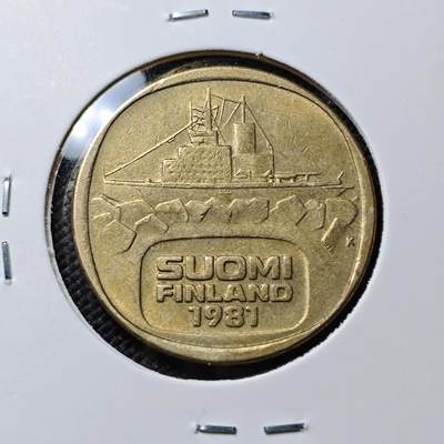 KK钱币收藏小铺  第395期  2月预留时间 周末发货 -  1981芬兰5马克破冰船