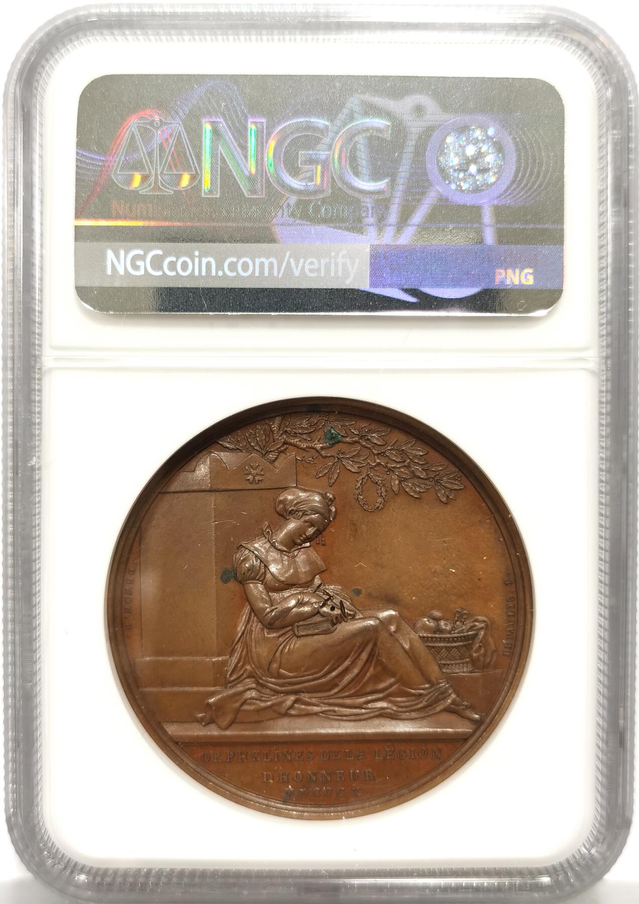 博洋堂蛇年收官专场暨第161期（全场包邮） NGC MS62BN 法国1810年拿破仑荣誉军团孤儿纪念铜章，加厚盒
