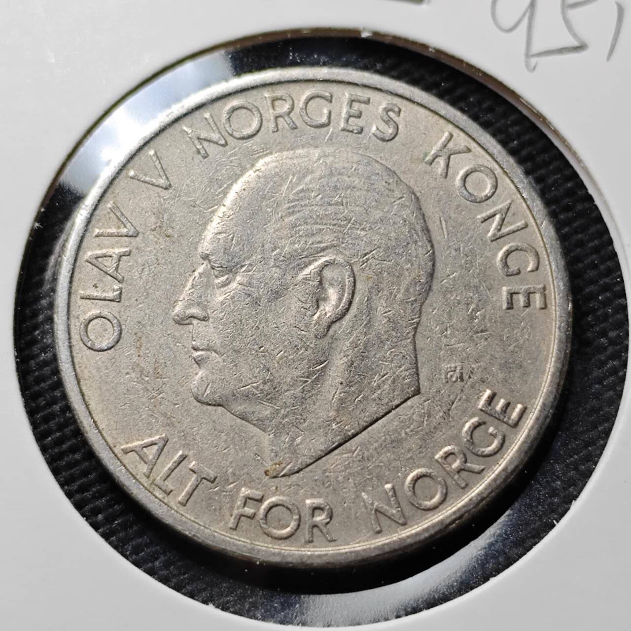 KK钱币收藏小铺  第395期  2月预留时间 周末发货 1967挪威5克朗