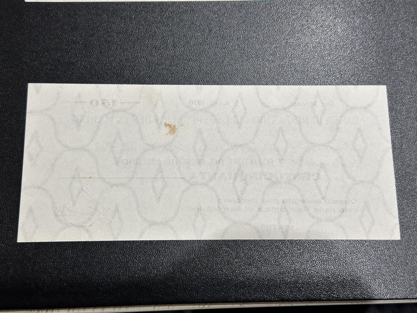 《外钞收藏家》第六百一十期（新年假期场/年后快递恢复正常再发货）（长期征集拍品、欢迎藏友们联系合作） 圣马力诺共和国1976年150里拉官方版钱币稀少 基本全新