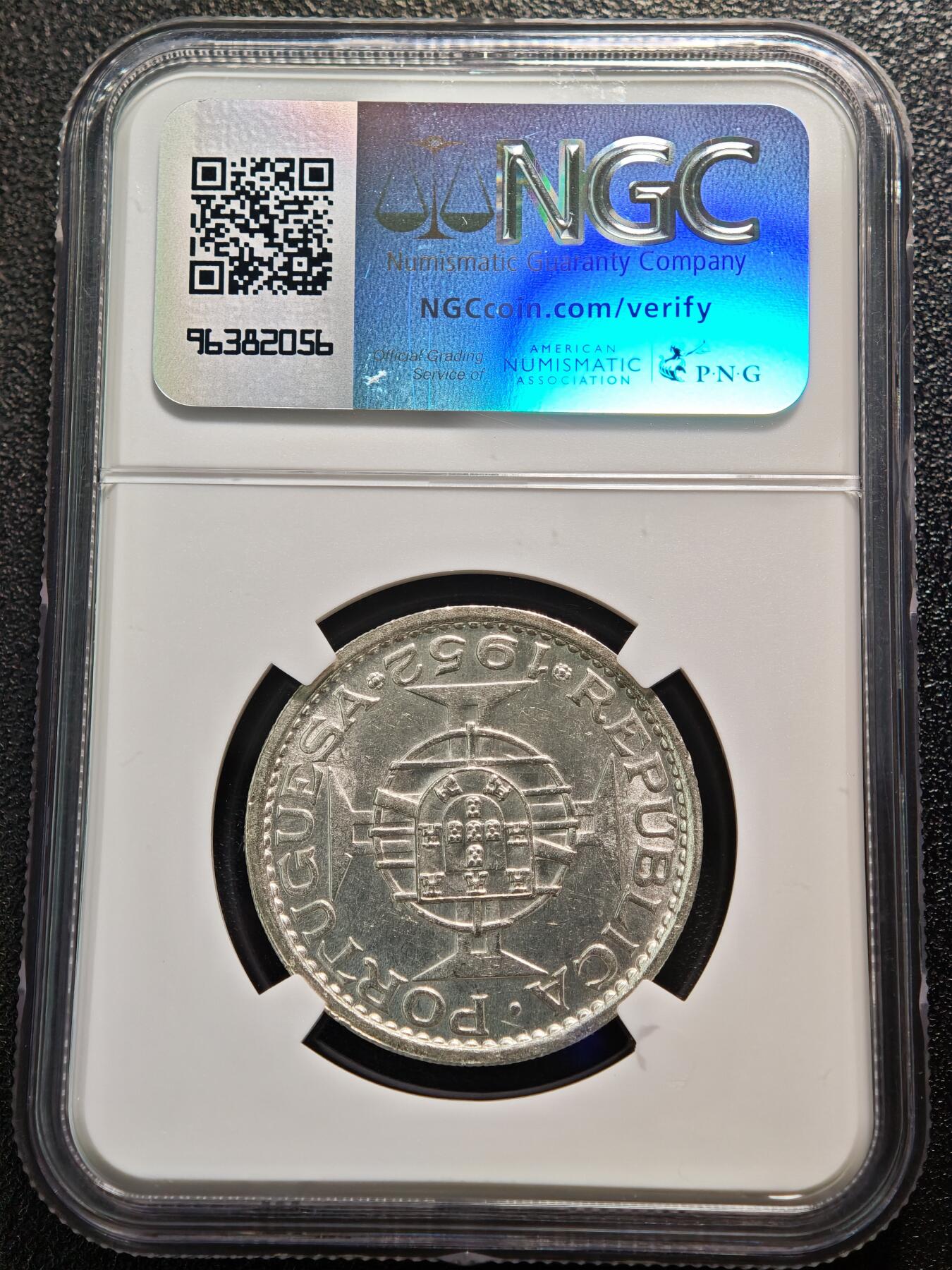 【德藏】世界币章拍卖第165期（拍品征集中~欢迎藏友联系） 1952年 葡属澳门伍圆银币 NGC UNC