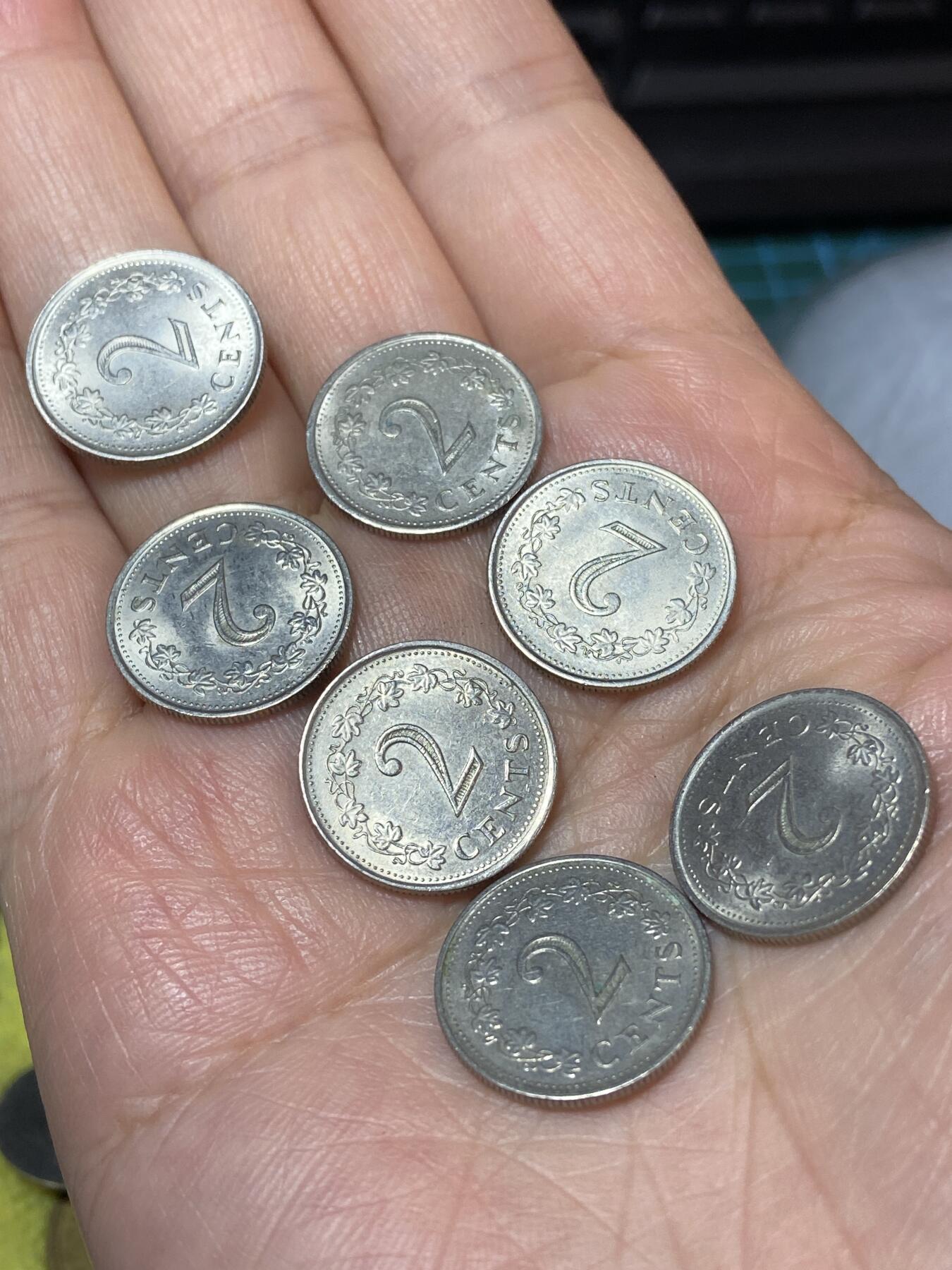 2026年第二十二场(总第一百九十一场）外国好品散币场(免佣金) 马耳他🇲🇹1977年2分7枚(第一套流通硬币)