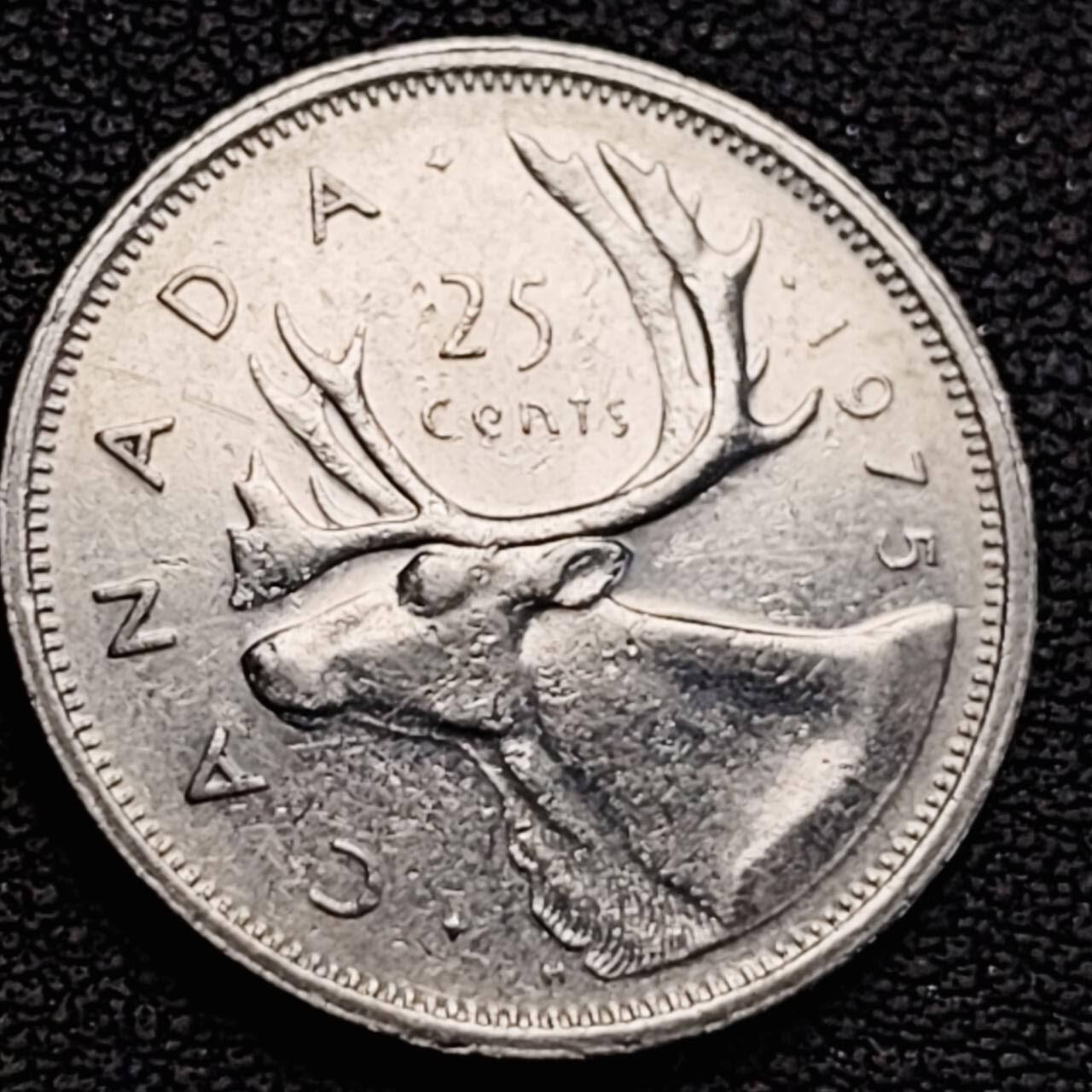 泉币菌-第186场- 小年快乐 精品福利场（本周五和之前的 2月14日发货） 高币值 加拿大1975年1/4加拿大元 伊丽莎白二世 驯鹿 24mm 