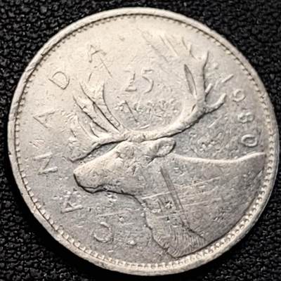 泉币菌-第189场- 情人节快乐 精品福利场 拍品较多 请提前出价（年后发货） - 高币值 加拿大1980年1/4加拿大元 伊丽莎白二世 驯鹿 24mm 