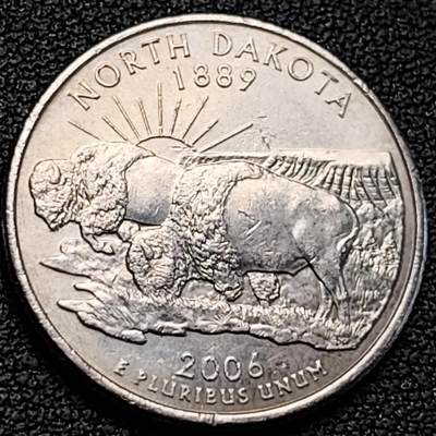 泉币菌-第189场- 情人节快乐 精品福利场 拍品较多 请提前出价（年后发货） - 2006年美国1/4美元纪念币 北达科他州  24.3毫米 华盛顿头像