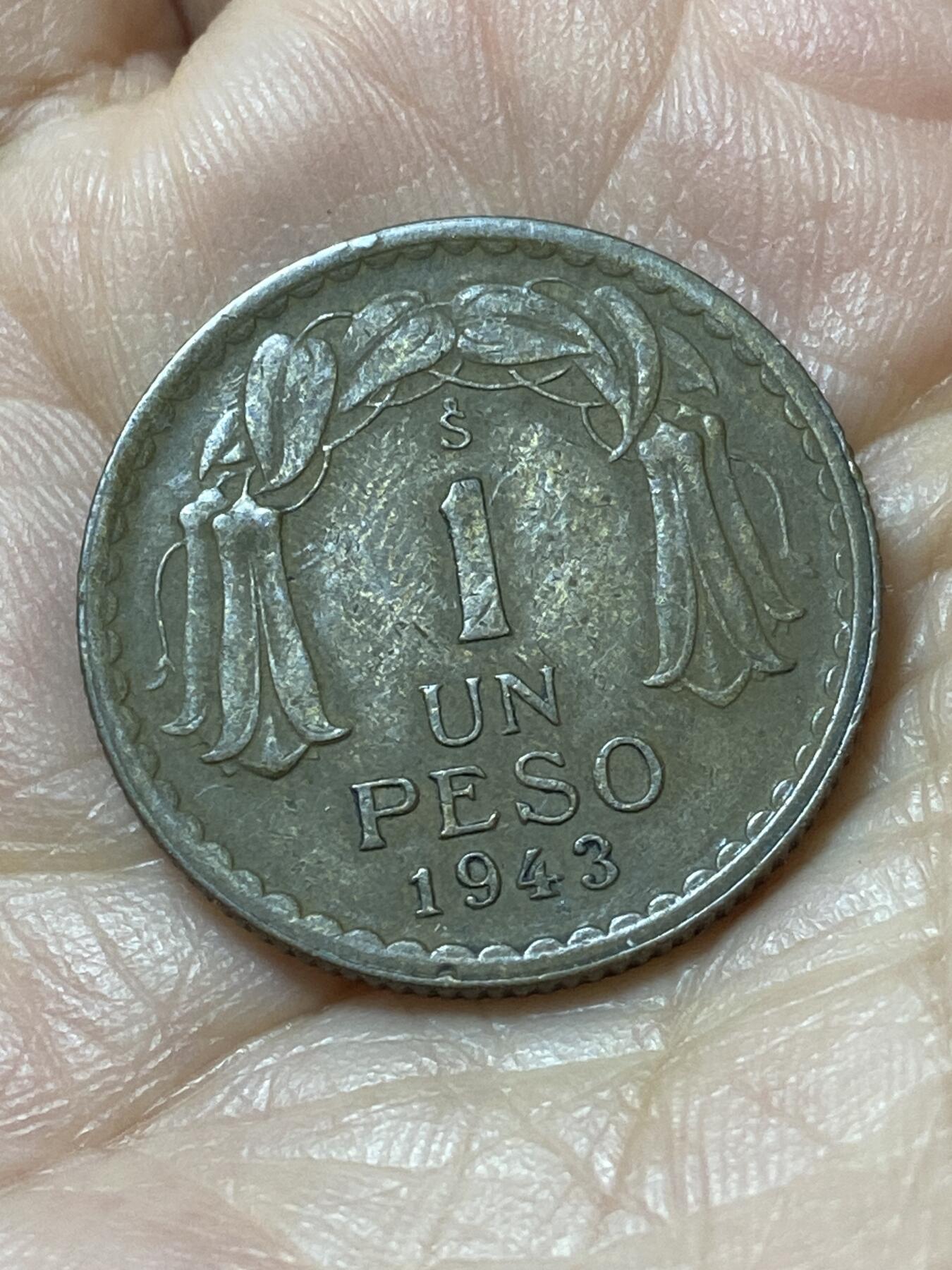 2026年第二十二场(总第一百九十一场）外国好品散币场(免佣金) 智利🇨🇱1943年1比索(1942–1959年第一版)