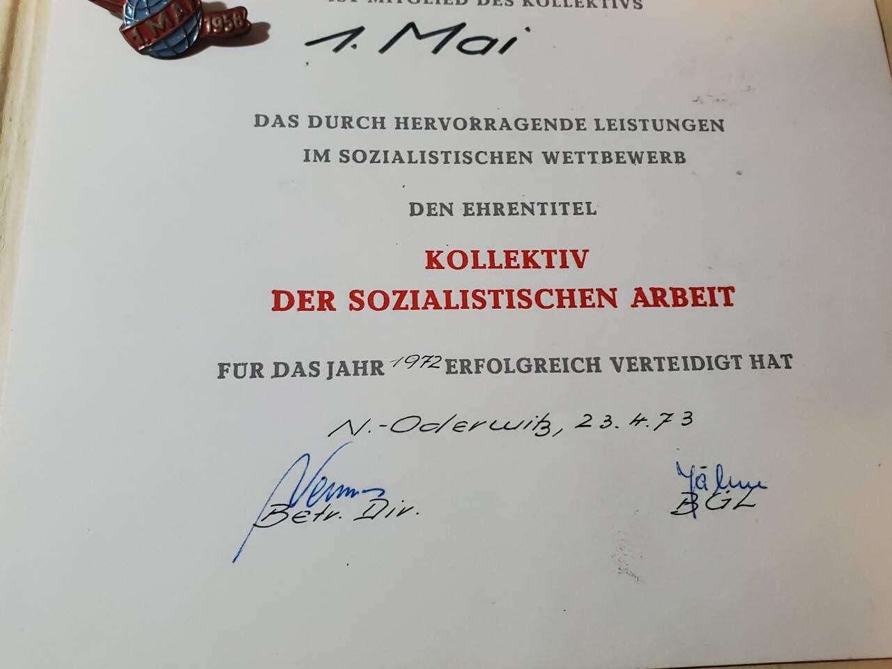 韵星假日军品类拍卖第40期 -- Rimey Holidays Militaria Auction 40 民主德国集体劳动荣誉五月一日称号证章带证书一套