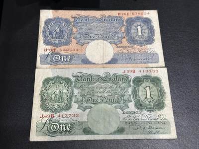 《外钞收藏家》第六百一十期（新年假期场/年后快递恢复正常再发货）（长期征集拍品、欢迎藏友们联系合作） - 英国A序列1镑2个版本 非全新 品相如图