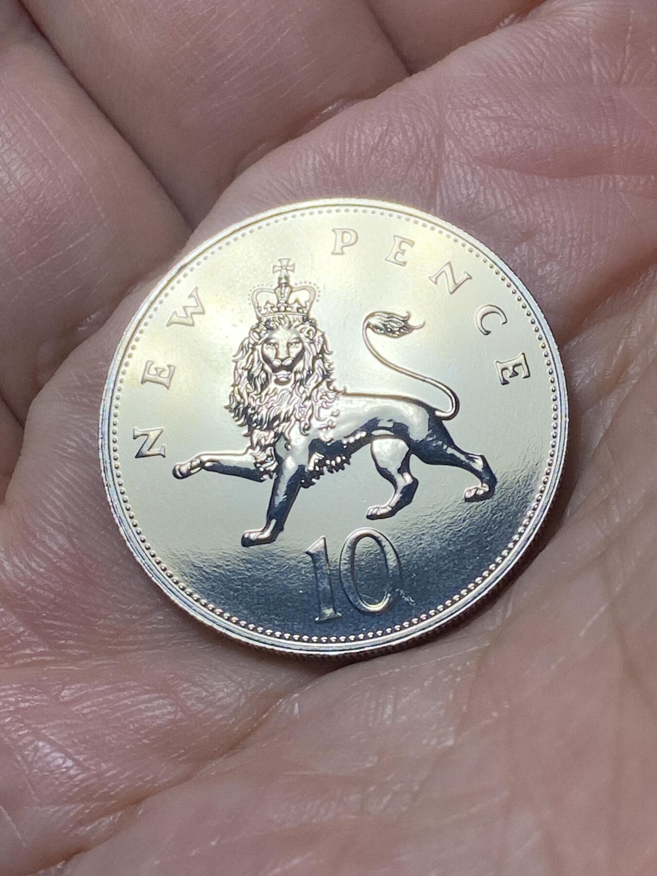 2026年第二十二场(总第一百九十一场）外国好品散币场(免佣金) Proof精制币–英国🇬🇧1974年10新便士(伊丽莎白二世中年花冠，十进制第一版，发行量100000枚)