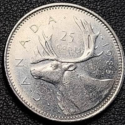 泉币菌-第189场- 情人节快乐 精品福利场 拍品较多 请提前出价（年后发货） - 高币值 加拿大1985年1/4加拿大元 伊丽莎白二世 驯鹿 24mm 