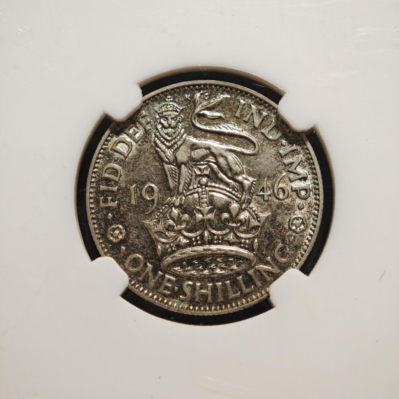 【德藏】世界币章拍卖第165期（拍品征集中~欢迎藏友联系） 1946年 英国乔治六世1先令银币 CNCS AU53