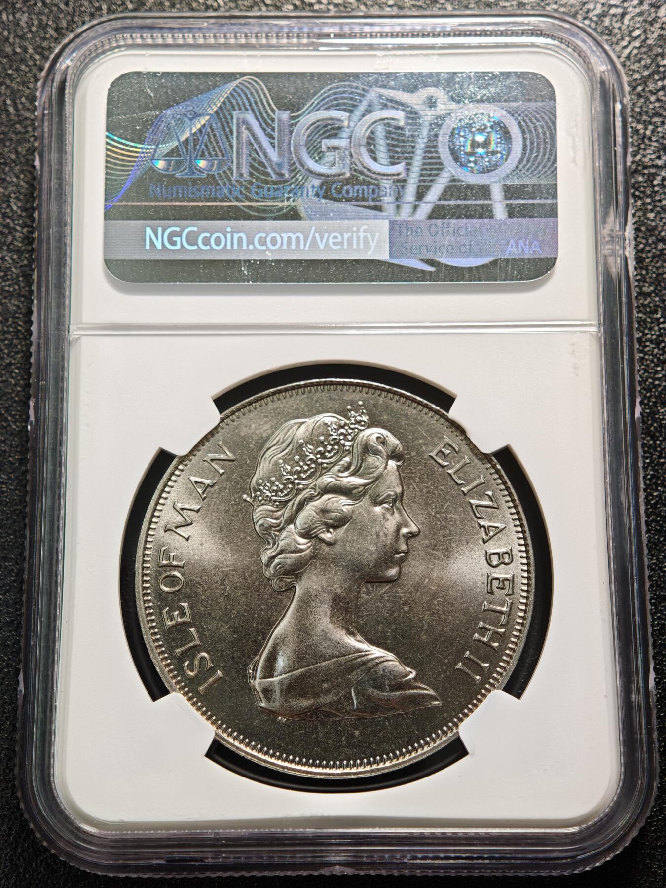 【德藏】世界币章拍卖第165期（拍品征集中~欢迎藏友联系） 1975年 马恩岛猫系列25便士纪念镍币 NGC MS64