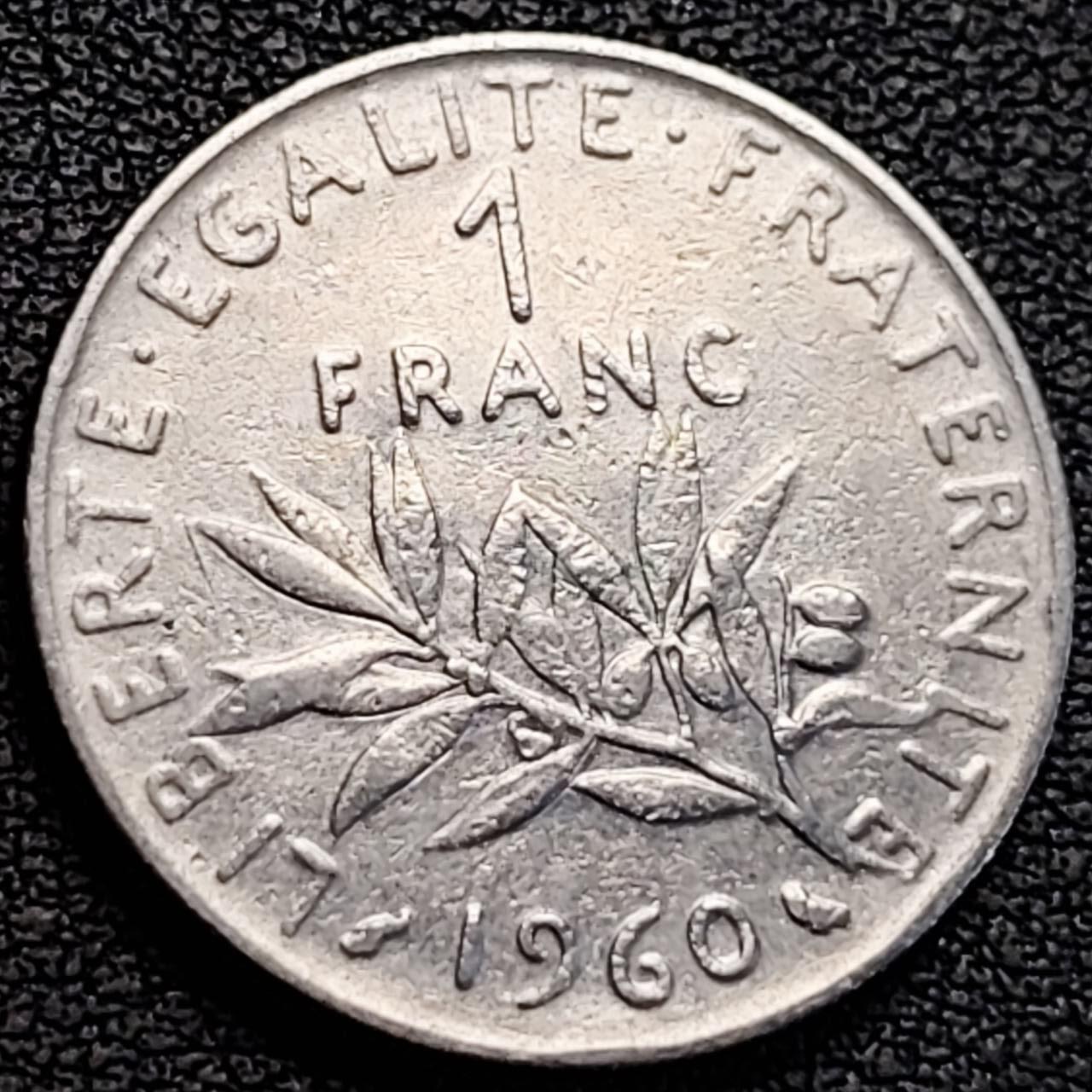 泉币菌-第186场- 小年快乐 精品福利场（本周五和之前的 2月14日发货） 法国早期（1960年）1法郎镍币  播种女神 入欧前 末版 绝版币