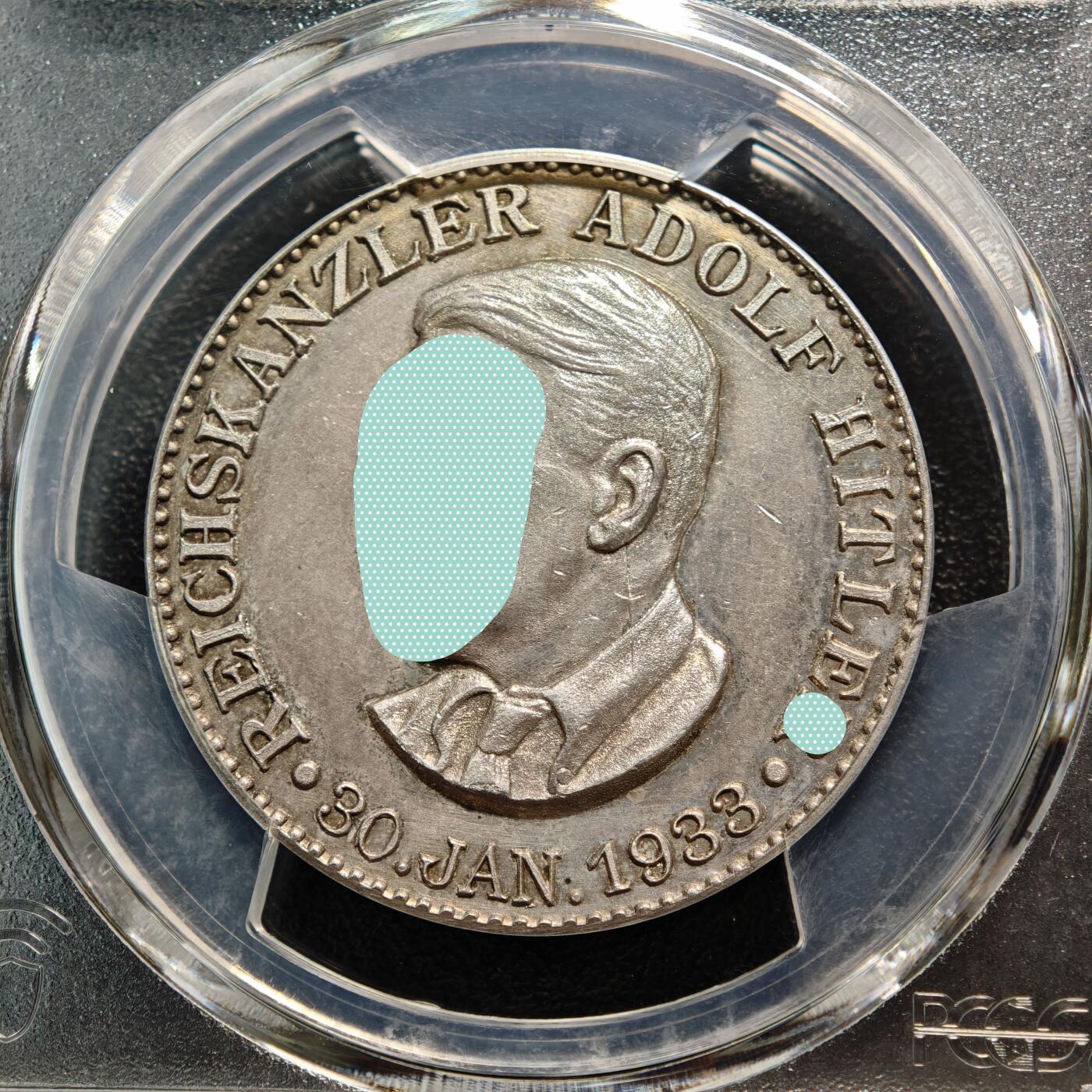 【德藏】世界币章拍卖第165期（拍品征集中~欢迎藏友联系） 罕见品种！1933年 德国民族社会主义工人党通过《授权法》镀银纪念章 PCGS MS63（原图请查询PCGS评级官网）