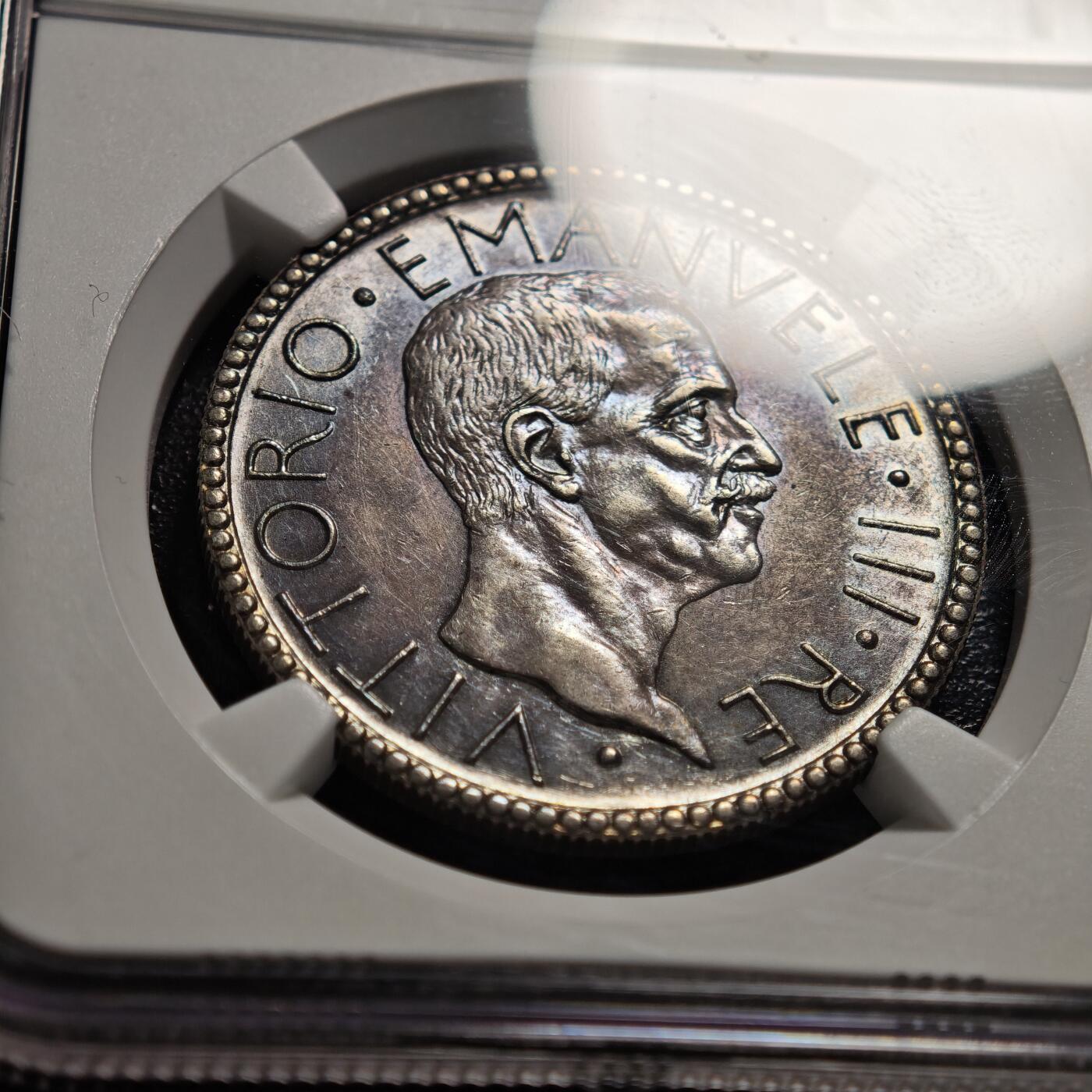 【德藏】世界币章拍卖第165期（拍品征集中~欢迎藏友联系） 1928年 意大利伊曼纽尔三世20里拉银币 NGC AU55