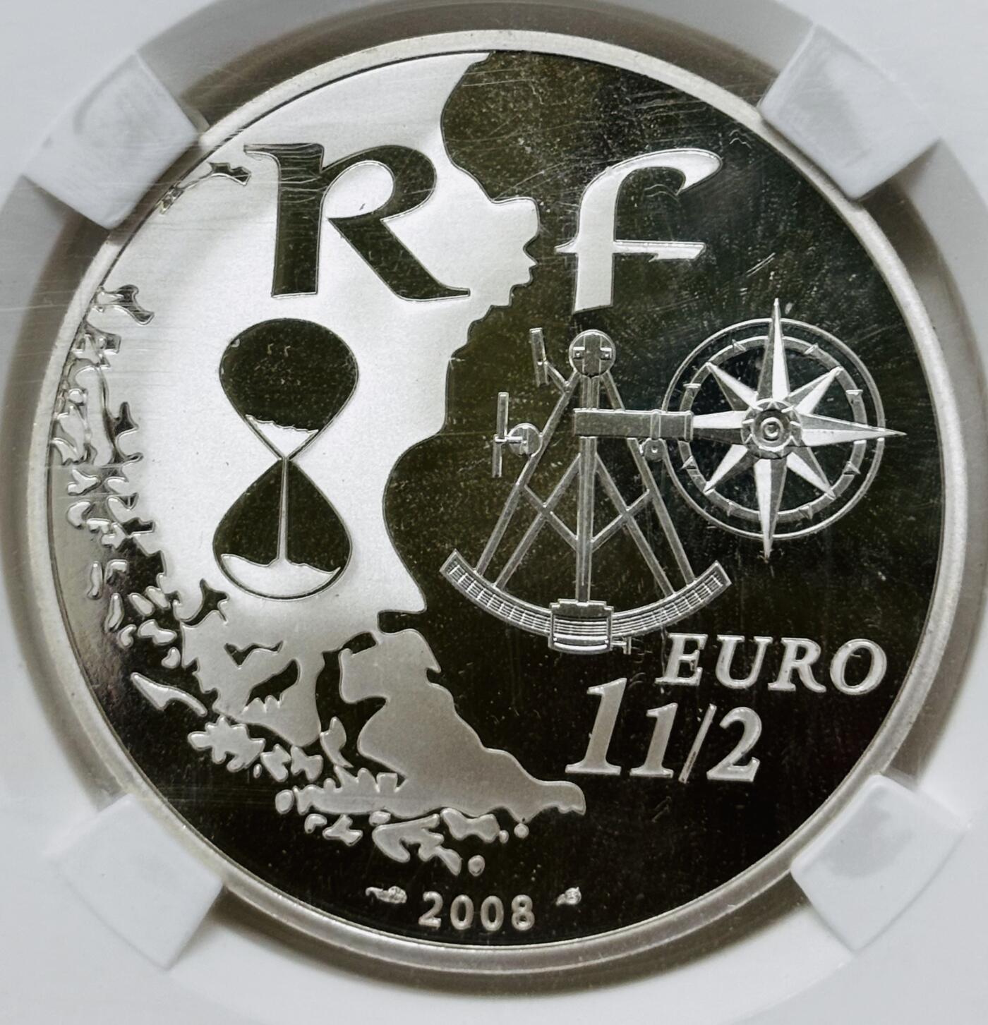 【金马踏春，泉马奔腾】2026 年新年贺岁场，（定于年初五接财神截拍）祝各位老板马到成功，马上有钱，愿岁岁平安喜乐顺遂 NPGS 评级 PF69 亚军分 2008 年法国 1-1/2 欧元精制纪念银币，22.2 克 900 银