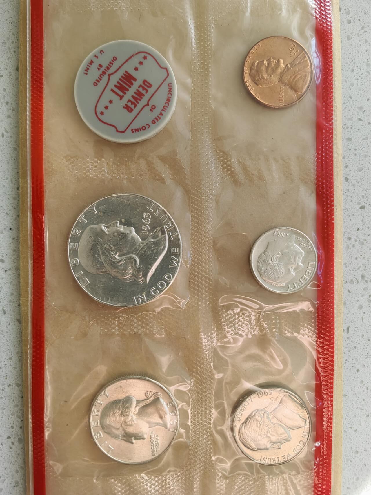 美国1963年套币丹佛厂原封合计纯银约20克