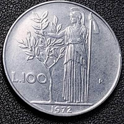 泉币菌-第188场- 迎 情人节专场 本场拍品多 请提前出价（本周五和之前拍的 2月14日发货） - 意大利早期100里拉 月亮和记忆女神密涅瓦 不锈钢币 27.8mm