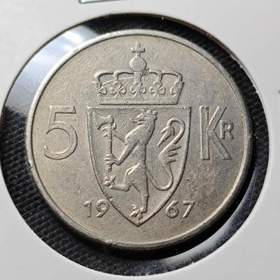 KK钱币收藏小铺  第395期  2月预留时间 周末发货 - 1967挪威5克朗