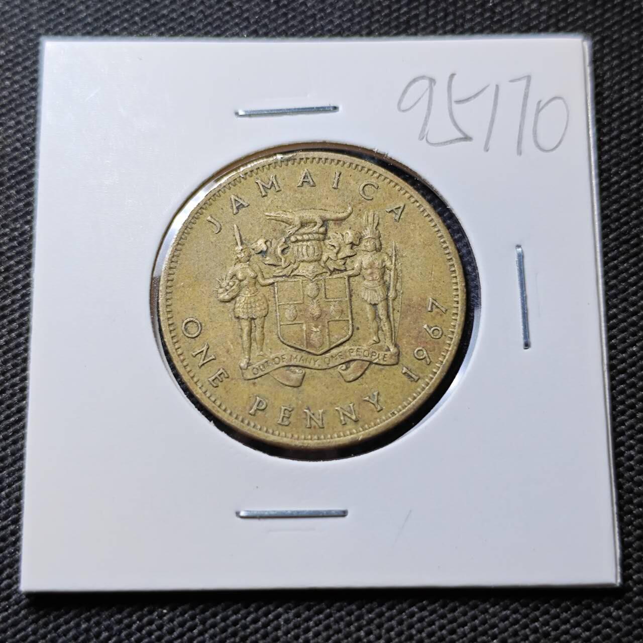 KK钱币收藏小铺  第395期  2月预留时间 周末发货 1967英属牙买加1便士 