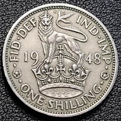 泉币菌-第189场- 情人节快乐 精品福利场 拍品较多 请提前出价（年后发货） - 1948年 英格兰1先令镍币 王冠狮子 乔治六世 23.5mm 