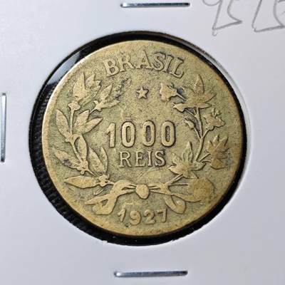KK钱币收藏小铺  第395期  2月预留时间 周末发货 - 1927巴西1000瑞斯