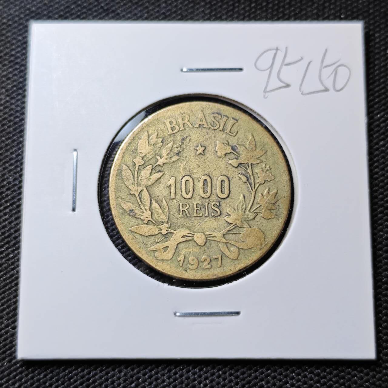 KK钱币收藏小铺  第395期  2月预留时间 周末发货 1927巴西1000瑞斯