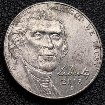 泉币菌-第189场- 情人节快乐 精品福利场 拍品较多 请提前出价（年后发货） - 美国2013年5美分纪念币 杰斐逊 及 故居蒙蒂塞洛庄园 21mm