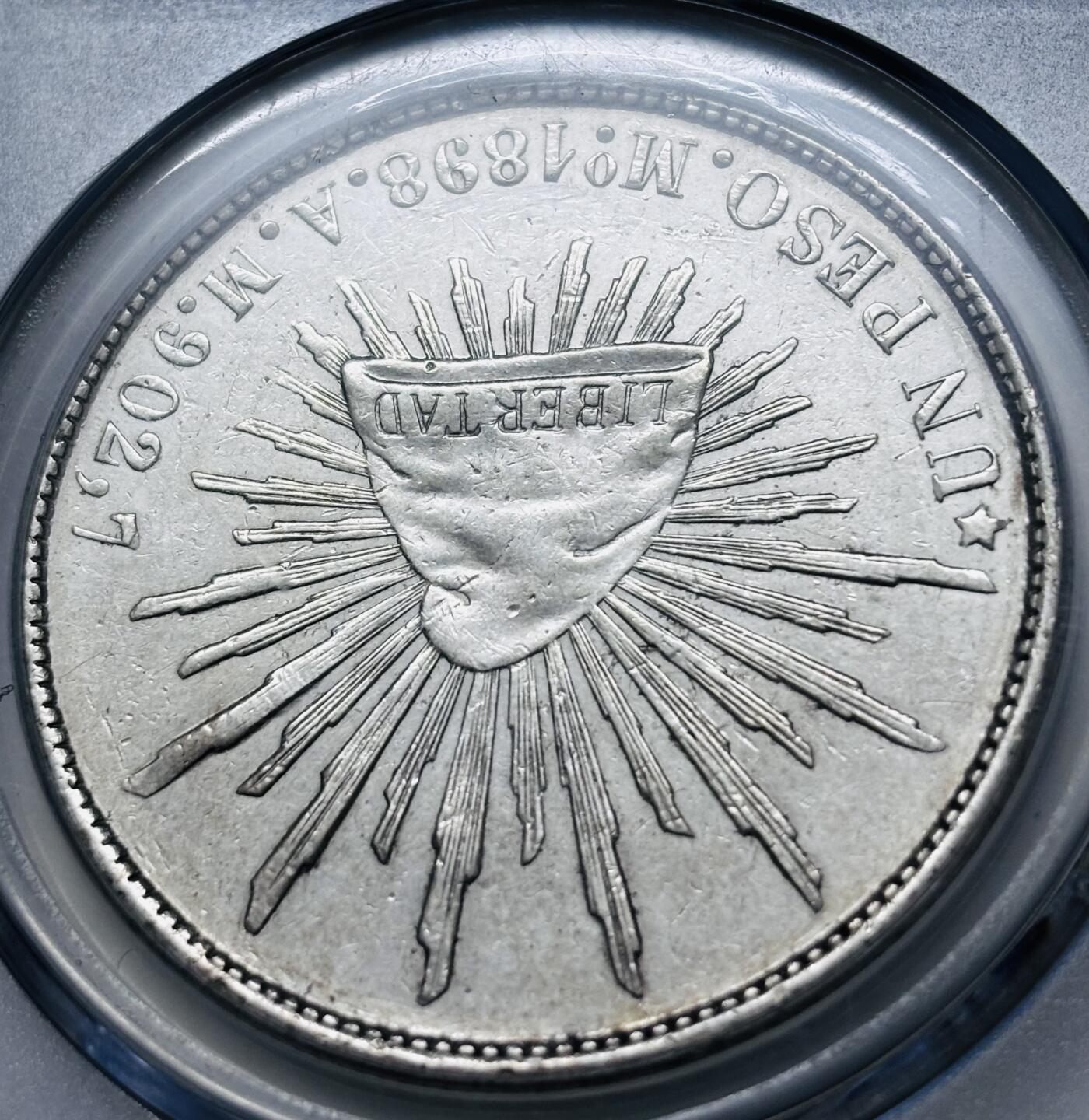 【金马踏春，泉马奔腾】2026 年新年贺岁场，（定于年初五接财神截拍）祝各位老板马到成功，马上有钱，愿岁岁平安喜乐顺遂 公博 AU58 分 1898 年墨西哥花边鹰洋银元