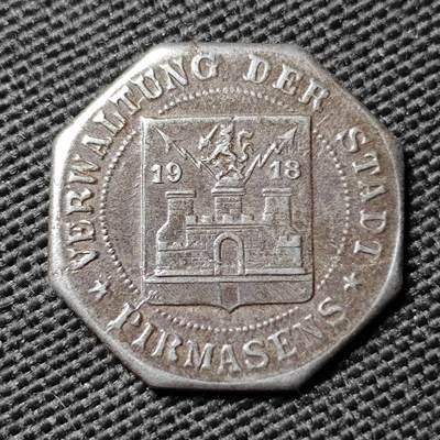 KK钱币收藏小铺  第397期 百期特怕（四拍之一） 2月预留时间 周末发货 - 1918 德紧Pirmasens10芬尼铁币