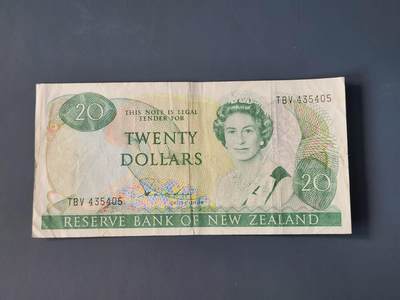 2月10号晚上8点 外国纸币自动截拍第23场 - 新西兰 20元  1981年 首发首签版 美品