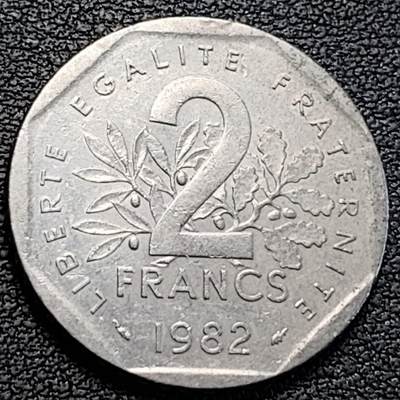 泉币菌-第189场- 情人节快乐 精品福利场 拍品较多 请提前出价（年后发货） - 法国早期（1982年）2法郎镍币 26mm 播种女神 入欧前 末版 绝版币