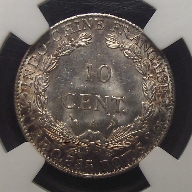 【NGC-MS65亚军】法属印支1901年10分小坐洋银币