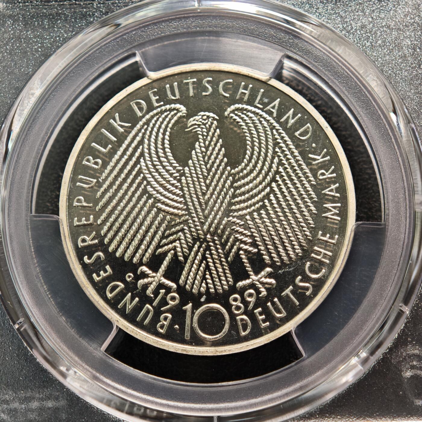 【德藏】世界币章拍卖第165期（拍品征集中~欢迎藏友联系） 1989年 德国德意志联邦共和国成立40周年10马克精制纪念银币 PCGS PR68DCAM