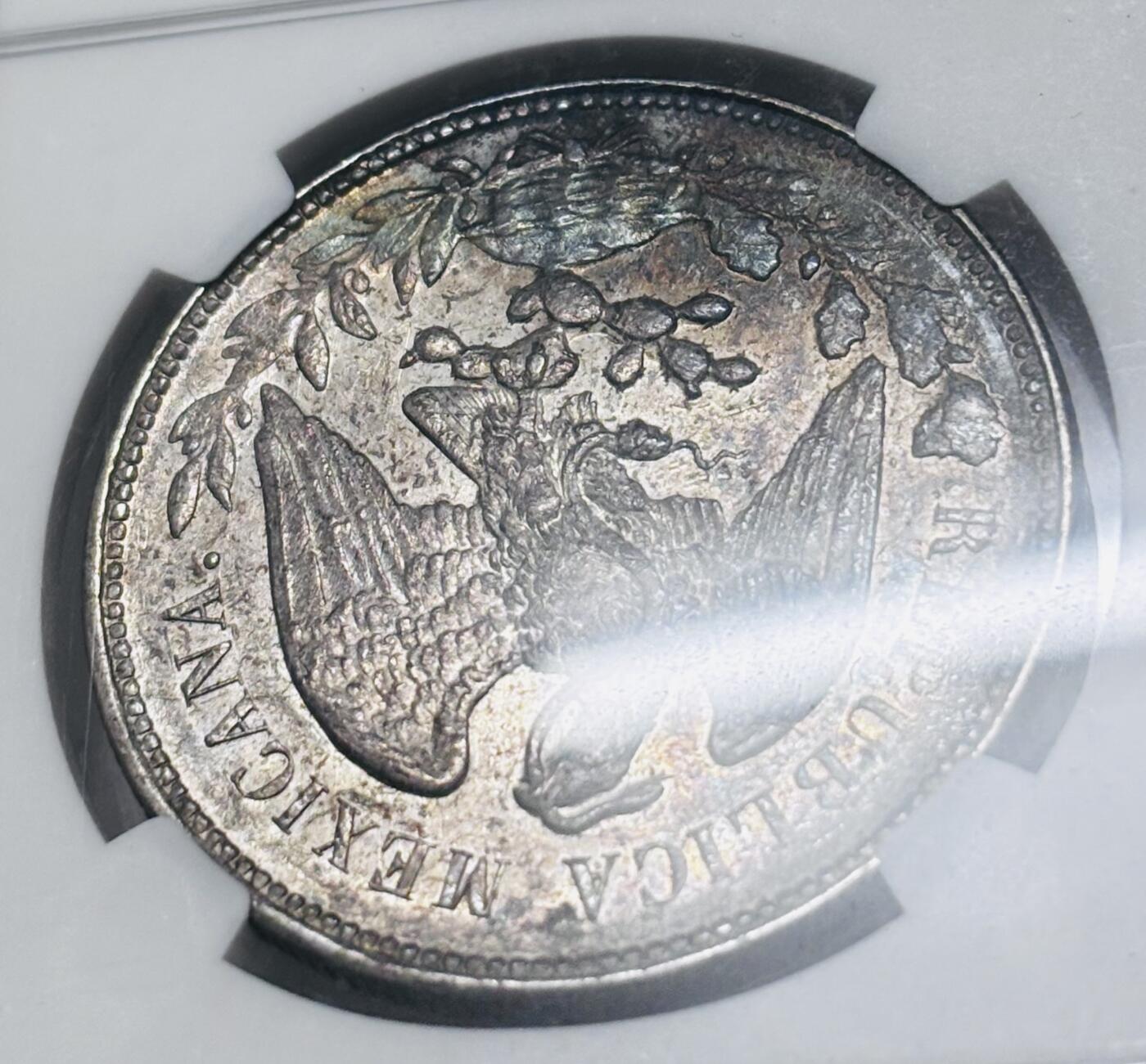 【金马踏春，泉马奔腾】2026 年新年贺岁场，（定于年初五接财神截拍）祝各位老板马到成功，马上有钱，愿岁岁平安喜乐顺遂 NGC AU53 分 1901 年墨西哥鹰洋银元 原底光好，带点紫罗兰彩