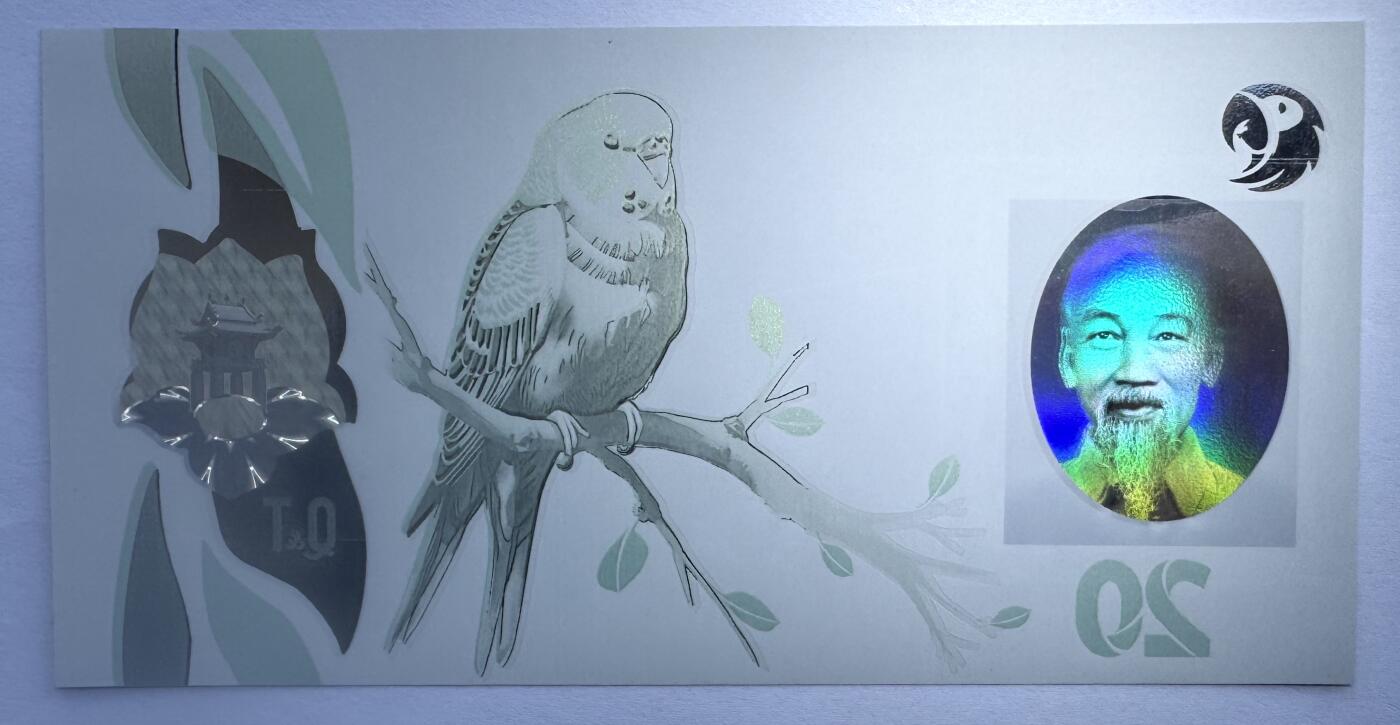 2026第3场（总第230期）：精品测试钞、外钞综合场 越南Q&T 最新PolySecure®Shield内置安全特征20面值塑料基材测试钞册装UNC（胡志明、猫头鹰、树枝）