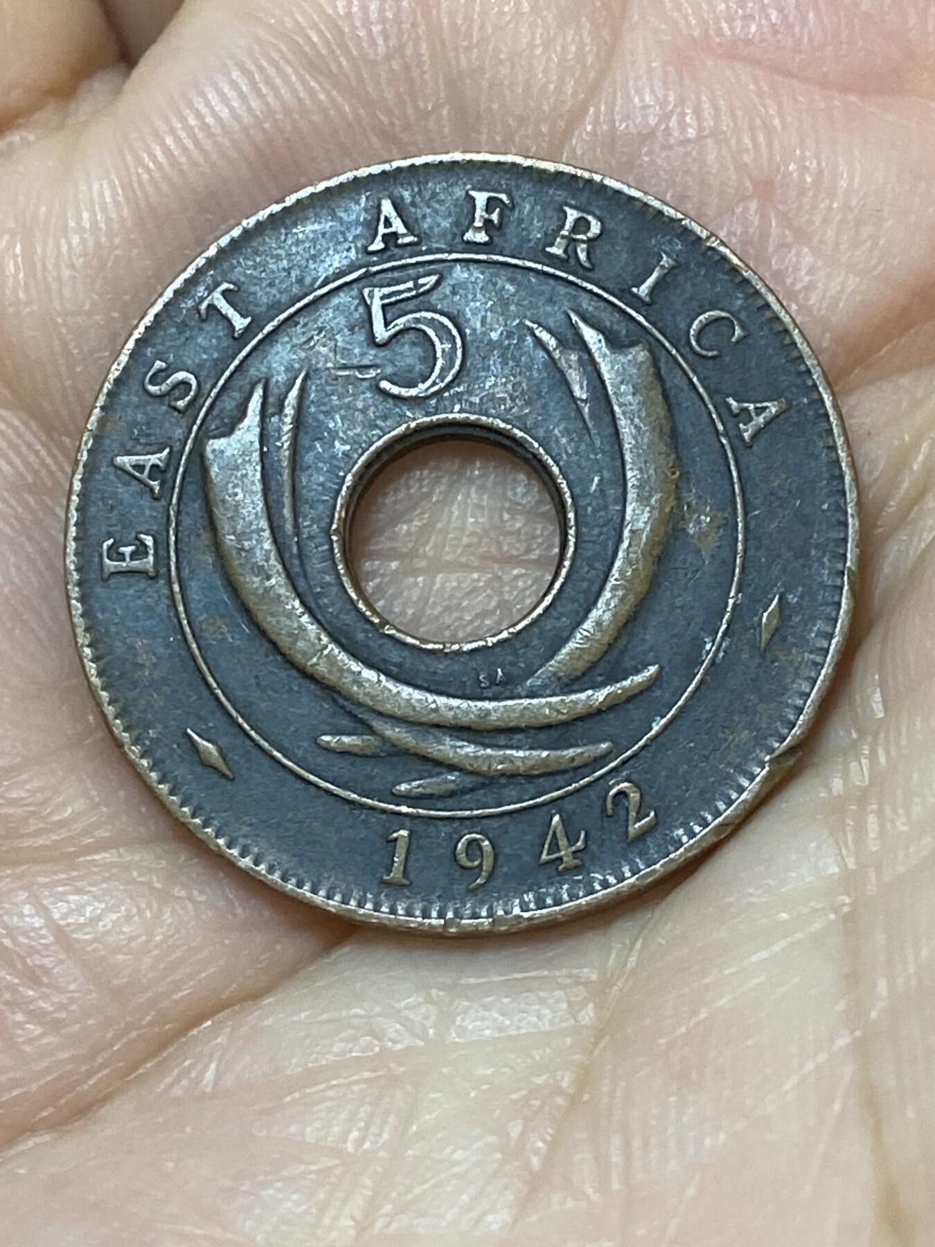 2026年第二十二场(总第一百九十一场）外国好品散币场(免佣金) 英属东非1942年5分(乔治六世第二版，SA标比勒陀利亚造)