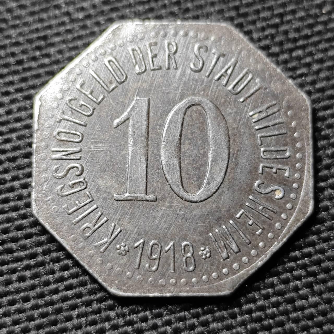 KK钱币收藏小铺  第397期 百期特怕（四拍之一） 2月预留时间 周末发货 1918德紧希尔德斯海姆 10芬尼铁币