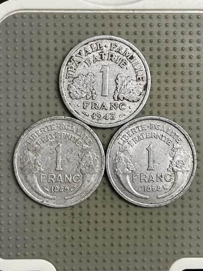 2026年第25场各国散币拍卖（总第175场）年前发货截止到11号 - 法国1法郎3枚